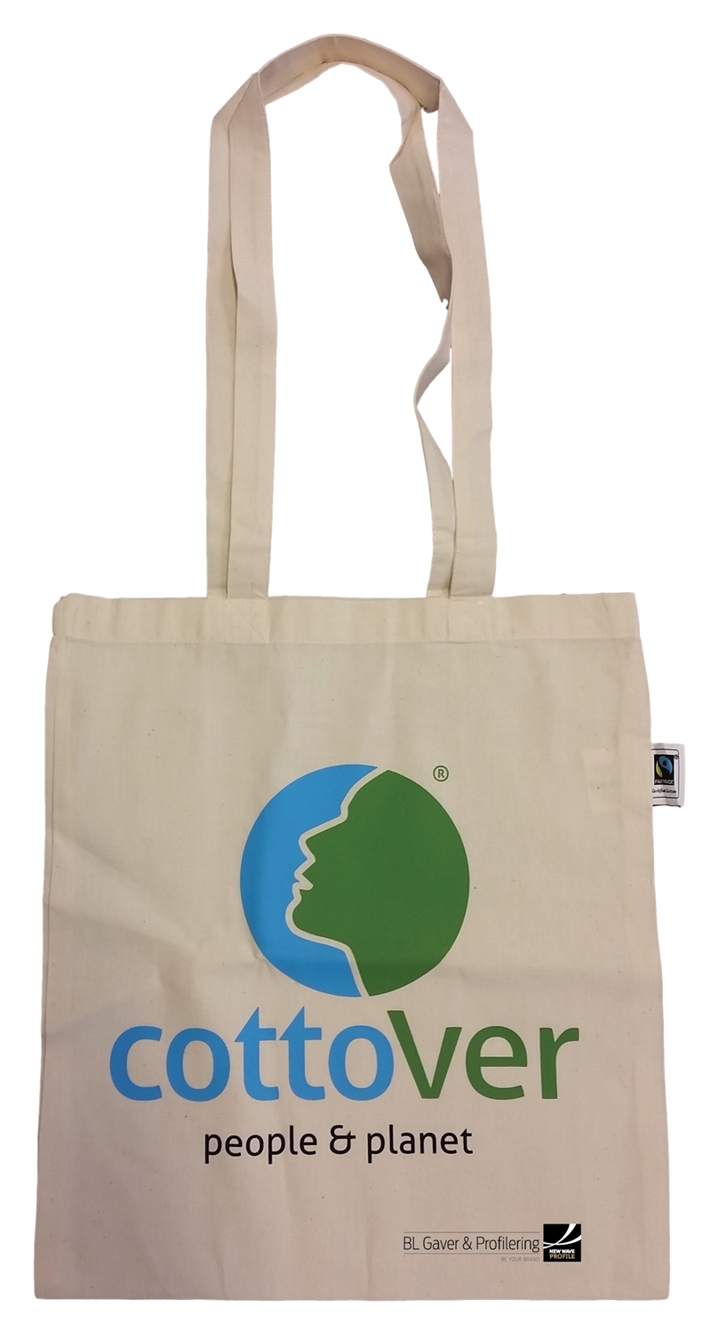 Fairtrade handlenett i bomull med trykk av logo