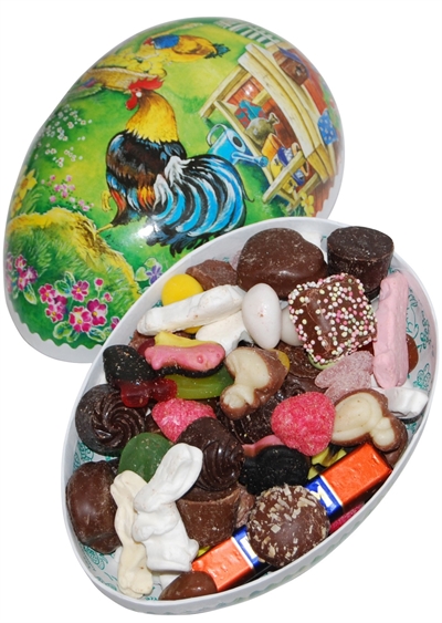 Påskeegg 18 cm med 500 g smågodt