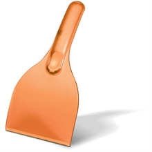 Oransj isskrape med håndtak med trykk av logo