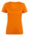 Run-Active-oransje-t-skjorte-for-damer-med-trykk-av-logo