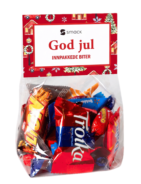 Cellofanpose med assortert sjokolade av kjente merkevarer 108-292