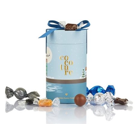 Cocoture lyseblå gaveeske med sjokolade og karameller, 250 g