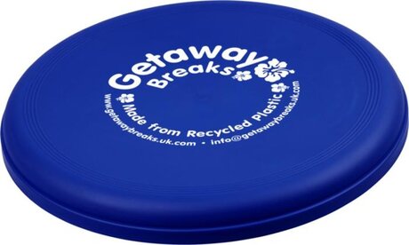 Frisbee-av-resirkulert-plast-med-trykk-av-logo-bla