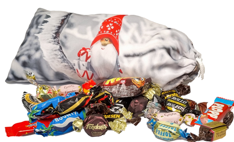 Nissepose med 1 kg merkevaresjokolade