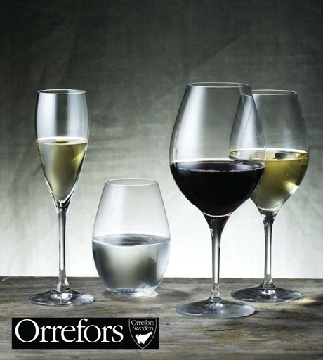 Orrefors More serien vinglass, champagneglass og vannglass