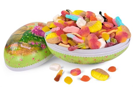 Påskeegg 1,2 kg smågodt, 25 cm påskeegg til ansatte