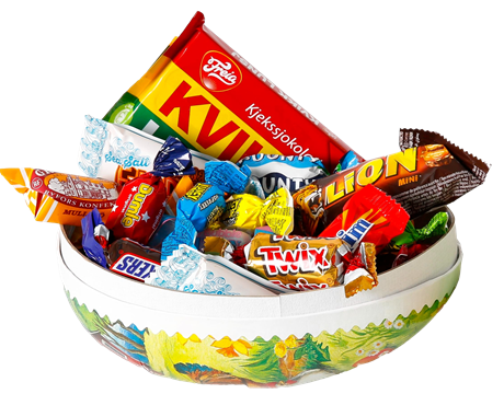 Paskeegg-fylt-med-assortert-sjokolade-og-Kvikk-Lunsj