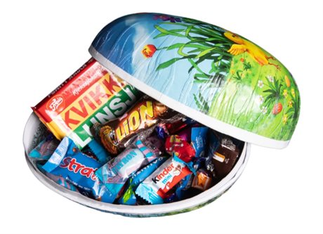 Påskeegg 23 cm fylt med 800 g innpakkede biter