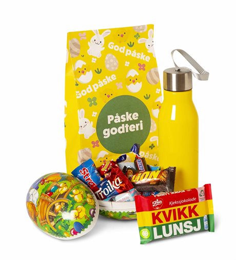 Påskegave vannflaske og fylt påskeegg