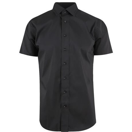 Sanremo lett figursydd stretchskjorte med kort erm farge sort
