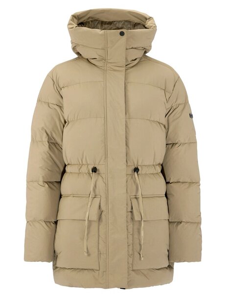 Urban-Down-Puffer-dunjakke-fra-Craft-med-brodert-logo-damejakke-beige-med-logo