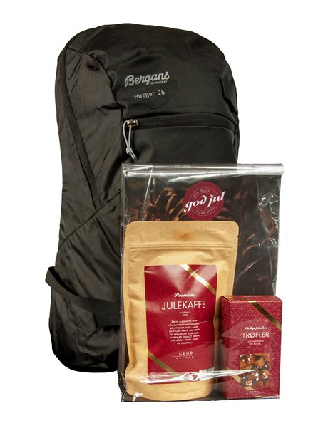 Bergans Hugger rykksekk pakket med julekaffe og sjokolade