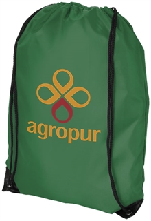 Lys grønn gymbag gympose med trykk av logo billig