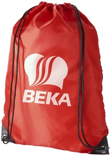 Rød gymbag gympose med trykk av logo billig
