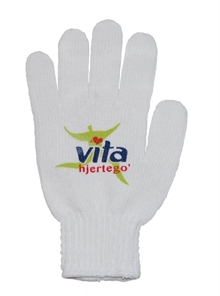 Hvite frysehansker i bomull med trykk av logo for Vita