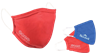 Ansiktsmaske i bomull med trykk av logo rød og blå