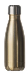 Liten gullflaske i stål med trykk av logo Sagaform