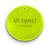 Myke-runde-refleks-merker-med-trykk-av-logo-fluriserende-gul