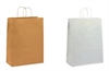Papirposer med trykk av logo hvit og brun bærepose