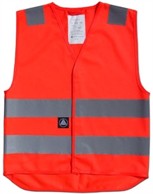 Rød refleksvest for barn med trykk av logo RC41 med frontåpning