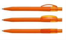 Soft touch orange god og billig kulepenn med trykk