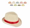 Stråhatt med farget bånd
