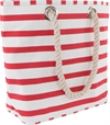 Strandbag i canvas stripete rød hvit