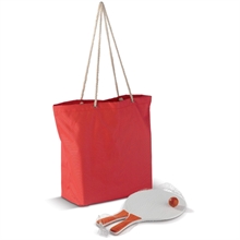 Strandsett rød strandbag med strandrackert