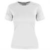 T-skjorte for løping og trening Nyxx no1 damemodell med trykk av logo farge hvit