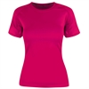 T-skjorte for løping og trening Nyxx no1 damemodell med trykk av logo farge magenta rosa