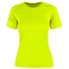 T-skjorte for løping og trening Nyxx no1 damemodell med trykk av logo farge neon gul