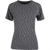 T-skjorte for løping og trening Nyxx no1 damemodell med trykk av logo farge sortmelert