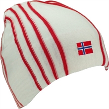lue med norsk flagg rød